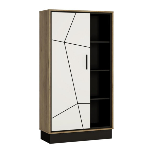 5900355059492 Standvitrine Brolo
Eiche Cartania Nachbildung weiß Hochglanz schwarz B/H/T: ca. 85,4x160,4x37 cm