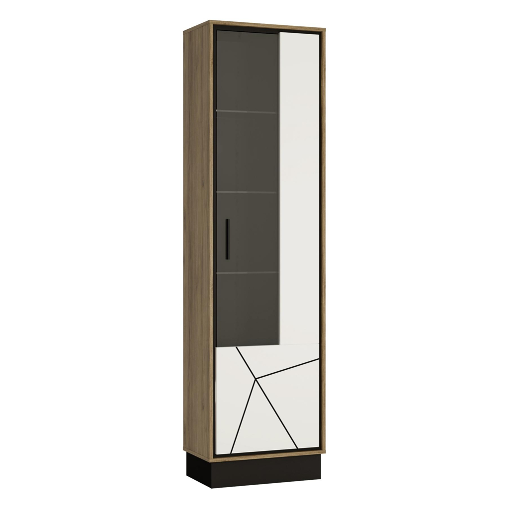 Standvitrine Brolo
Eiche Cartania Nachbildung weiß Hochglanz schwarz B/H/T: ca. 57x209x37 cm