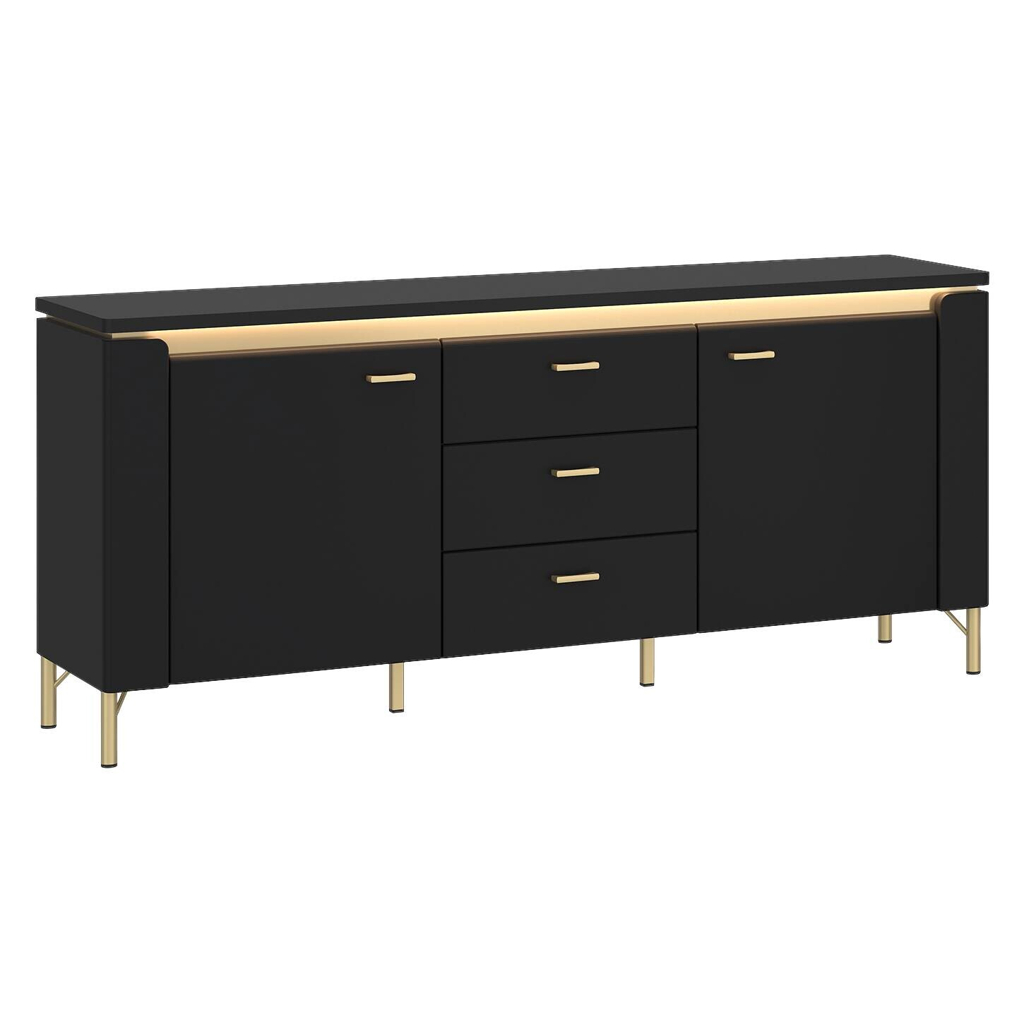 POCO Lowboard Norica schwarz matt gold Optik B/H/T: ca. 155x70x40 cm