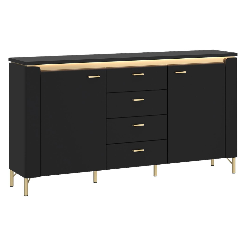 POCO Sideboard Norica schwarz matt gold Optik B/H/T: ca. 155x87x40 cm