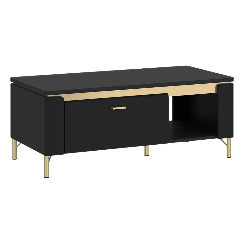 POCO Couchtisch Norica schwarz matt gold Optik B/H/T: ca. 110x46x65 cm