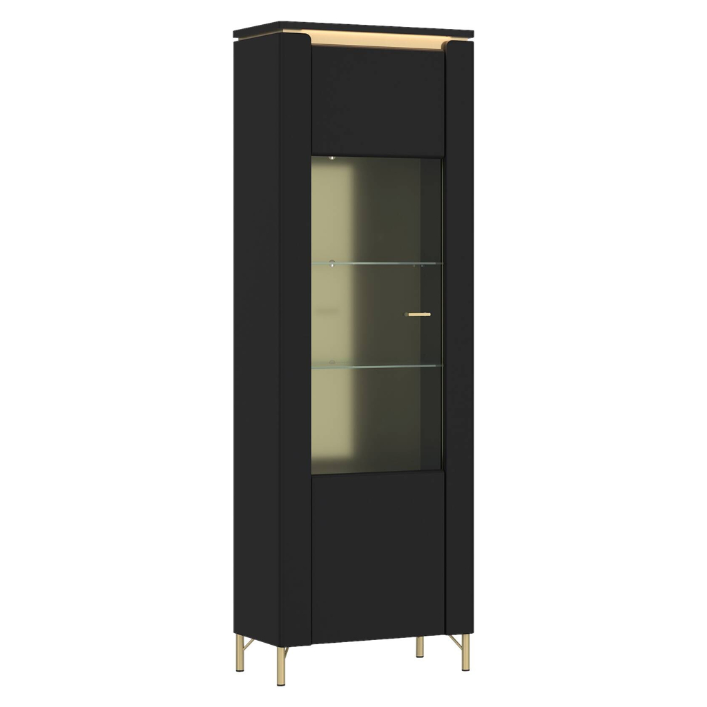 Vitrine Norica
schwarz matt gold Optik B/H/T: ca. 66x201x40 cm