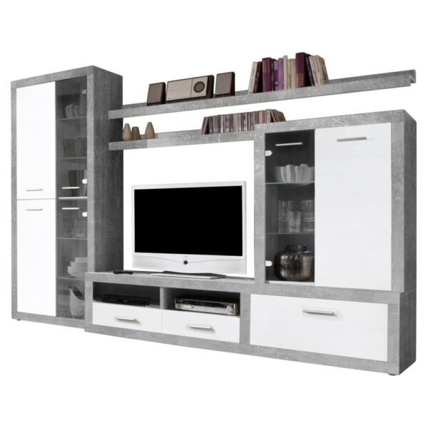Wohnwand CanCan
Beton Optik weiß B/H/T: ca. 285x195x40 cm