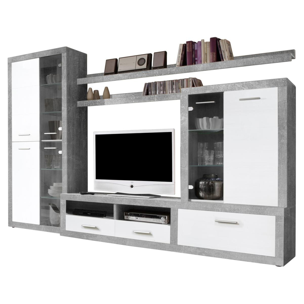 Wohnwand CanCan
Beton Optik weiß B/H/T: ca. 285x195x40 cm