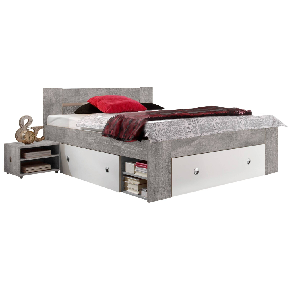 POCO Funktionsbett Stefan Beton Optik weiß Liegefläche B/L: ca. 140x200 cm