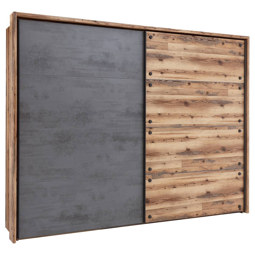 POCO Schwebetürenschrank Dover Alpin Lodge Nachbildung Betonoxid Optik B/H/T: ca. 270x210x60 cm