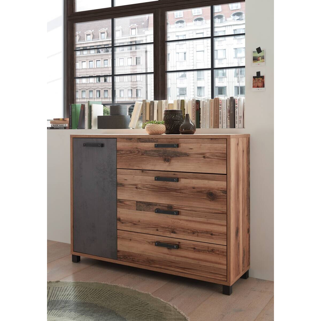 POCO Kommode Dover Alpin Lodge Nachbildung Betonoxid Optik B/H/T: ca. 125x96x38 cm