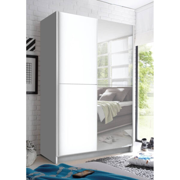 POCO Schwebetürenschrank Fast weiß B/H/T: ca. 125x196x38 cm