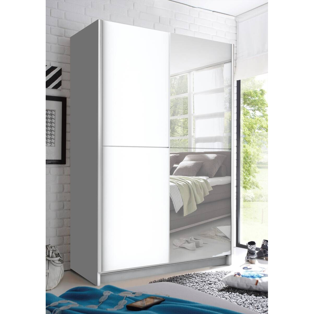 POCO Schwebetürenschrank Fast weiß B/H/T: ca. 125x196x38 cm