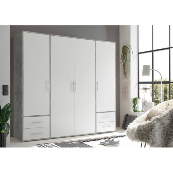 POCO Kleiderschrank Valencia Beton Optik B/H/T: ca. 206x195x60 cm