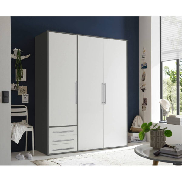 POCO Kleiderschrank Lyss Graphit weiß B/H/T: ca. 155x194x58 cm