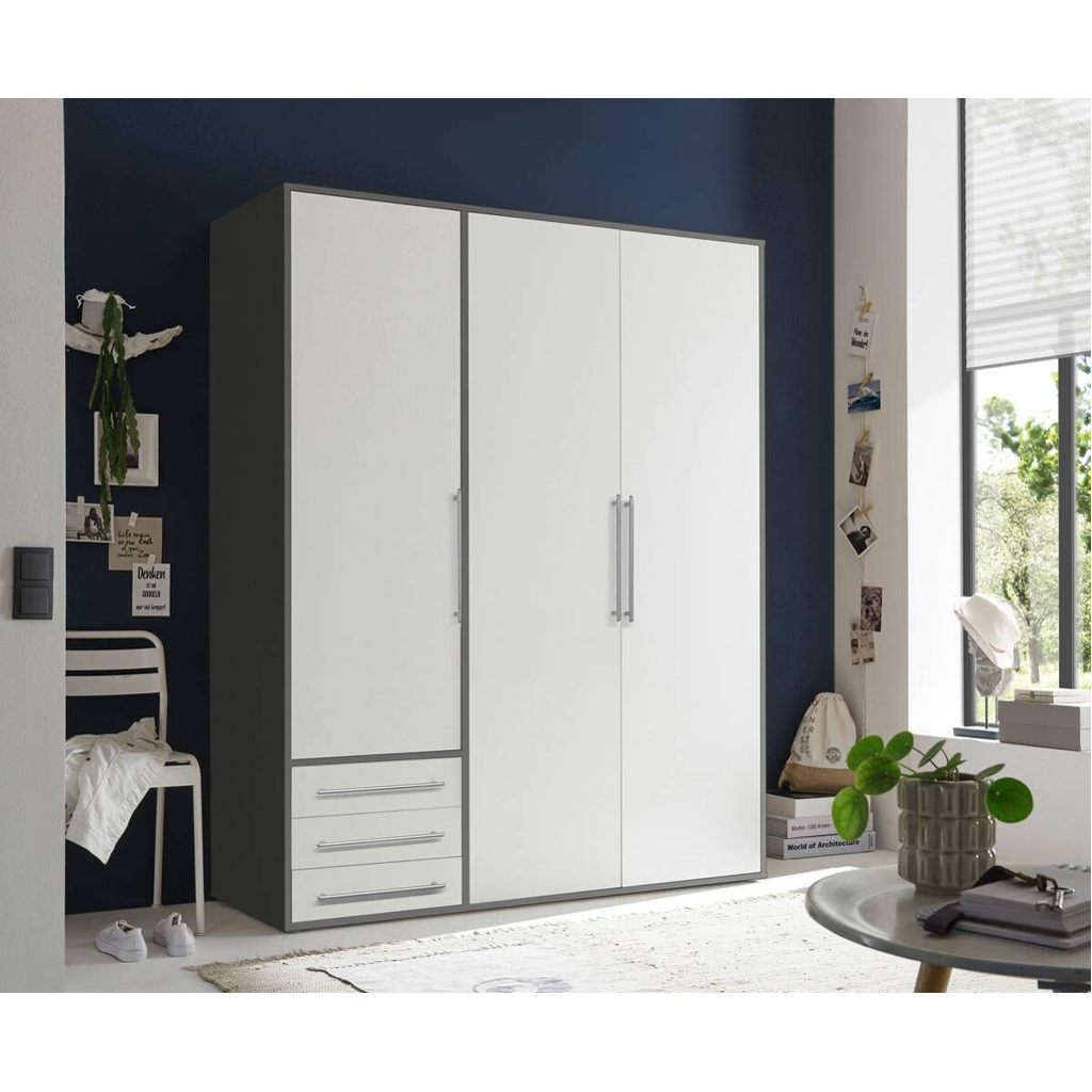 POCO Kleiderschrank Lyss Graphit weiß B/H/T: ca. 155x194x58 cm