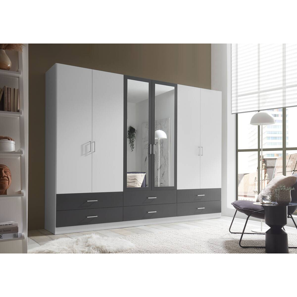 POCO Kleiderschrank Janne weiß Graphit B/H/T: ca. 272x211x55 cm