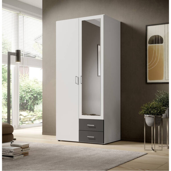 POCO Kleiderschrank Base 2 weiß Graphit B/H/T: ca. 81x176x51 cm