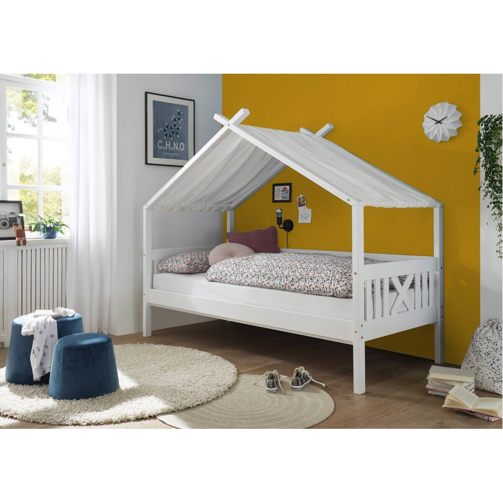 POCO Himmelbett Susa kiefer weiß Liegefläche B/L: ca. 90x200 cm
