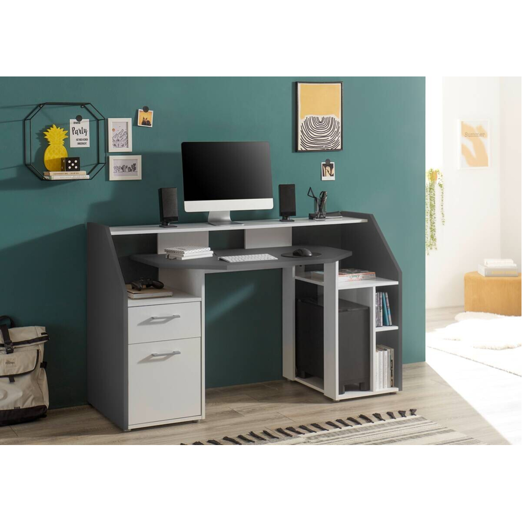 POCO Gamingschreibtisch Alex weiß Graphit B/H/T: ca. 160x95x67 cm