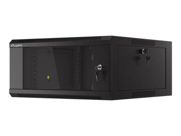 5901969422016-1 Lanberg WFFA Series – Schrank Netzwerkschrank – geeignet für Wandmontage – RAL 9004, Schwarz – 4U – 48.3 cm (19")