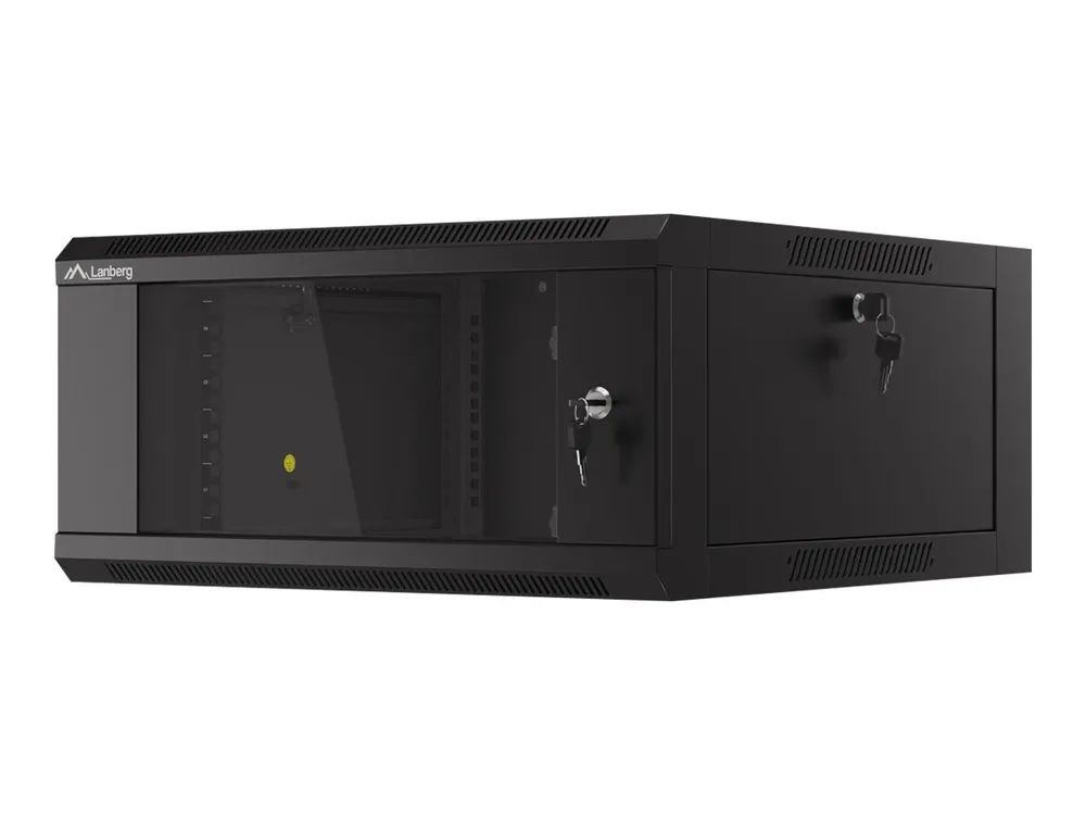 Lanberg WFFA Series – Schrank Netzwerkschrank – geeignet für Wandmontage – RAL 9004, Schwarz – 4U – 48.3 cm (19″)