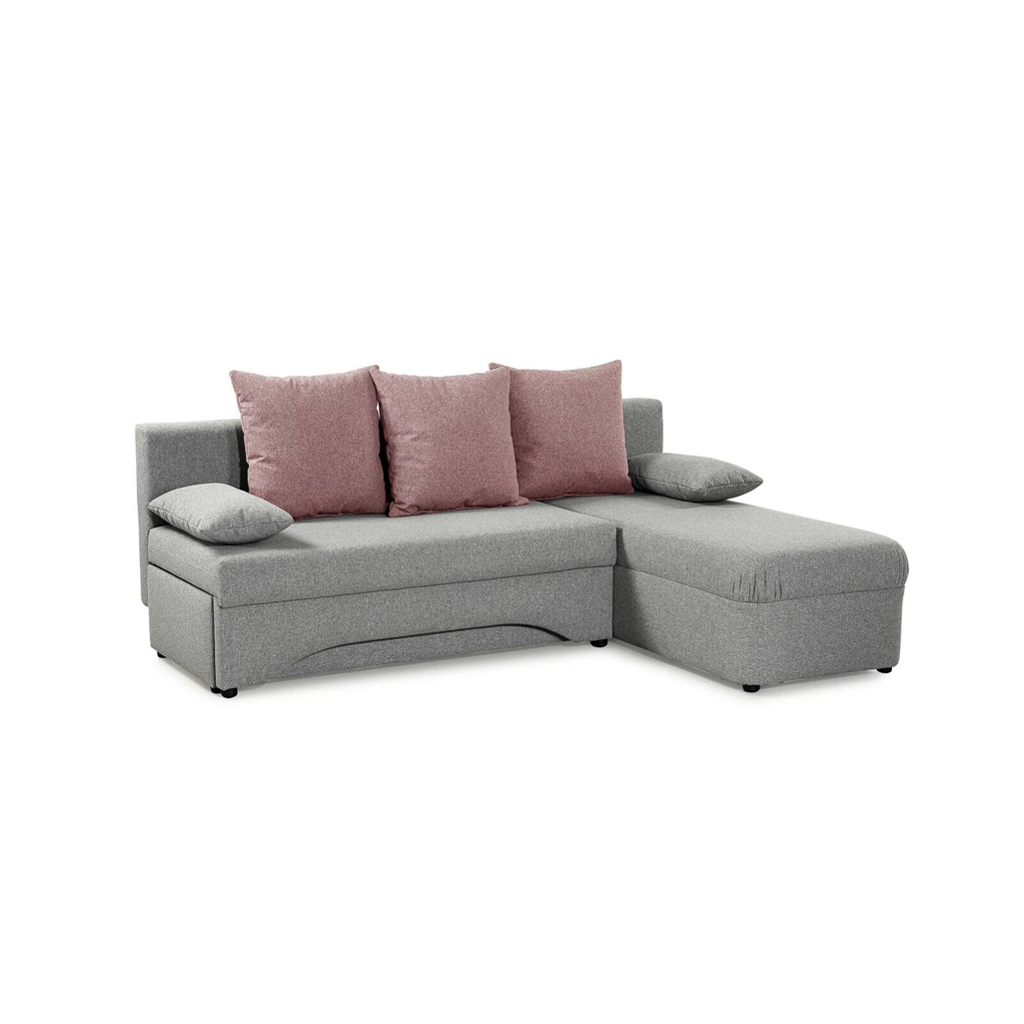 POCO Ecksofa mit Bettfunktion und Bettkasten hellgrau Feinstruktur B/H/T: ca. 191x70x142 cm