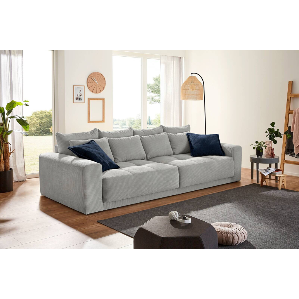 POCO Big Sofa hellgrau Microfaser B/H/T: ca. 298x80x135 cm