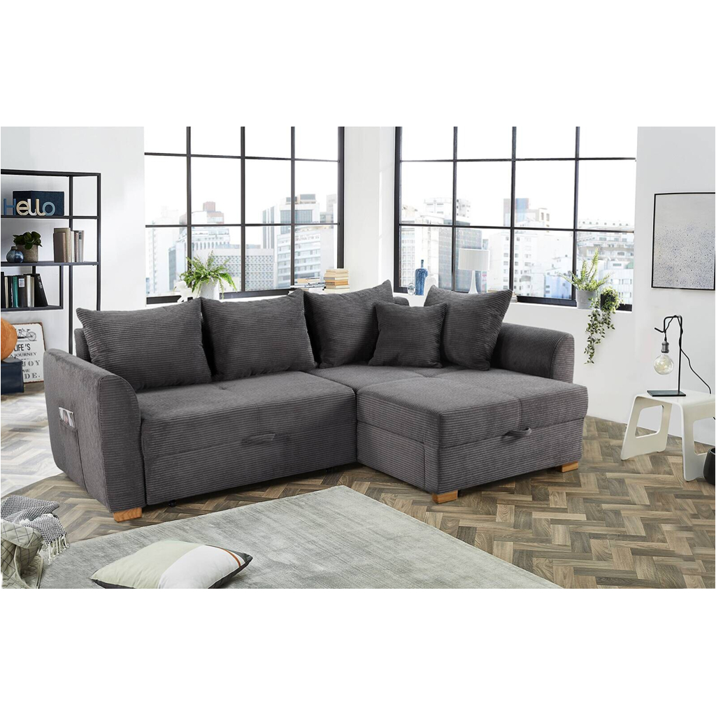 POCO Ecksofa mit Bettfunktion und Bettkasten grau B/H/T: ca. 236x81x160 cm