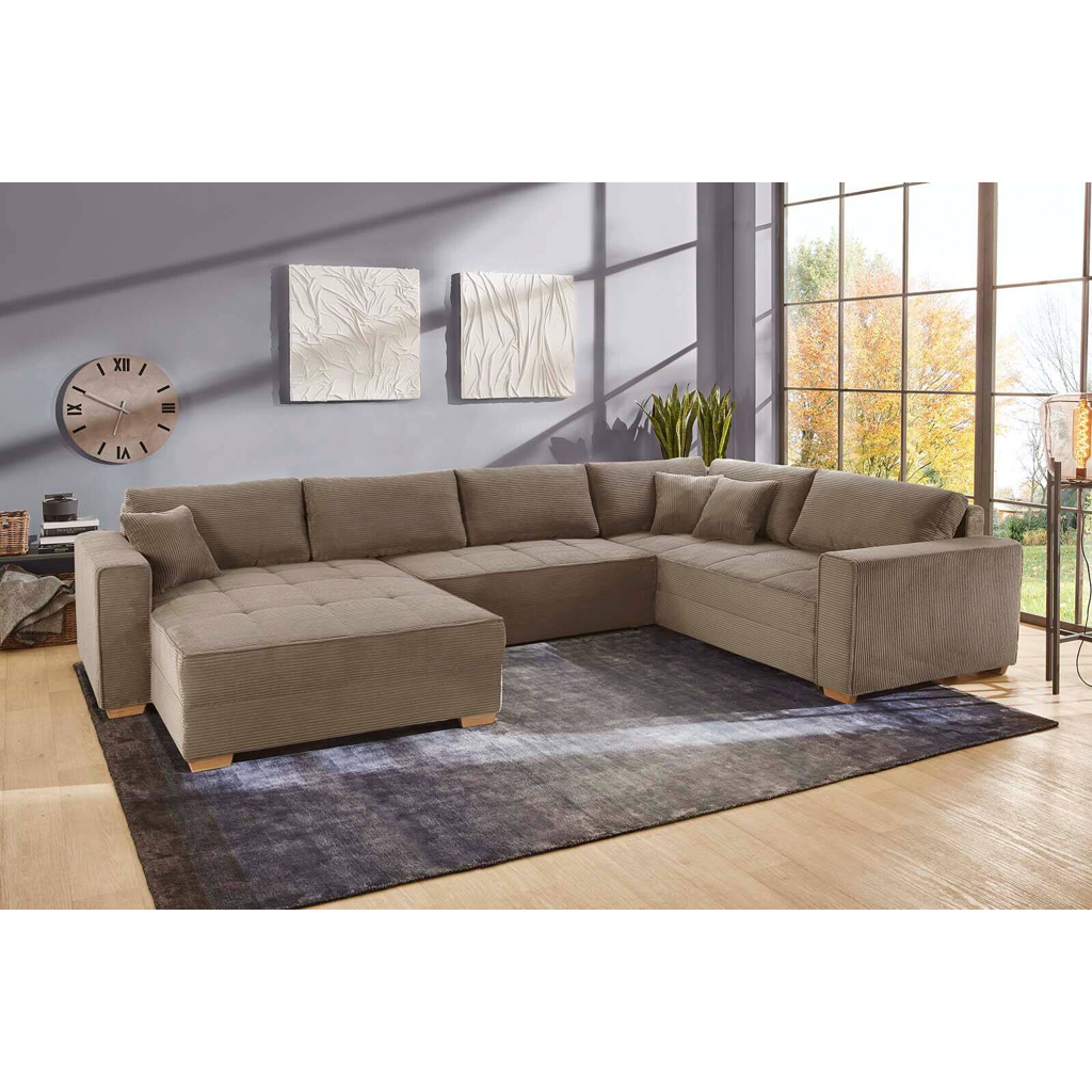 POCO Wohnlandschaft taupe Microfaser B/H/T: ca. 379x86x227 cm