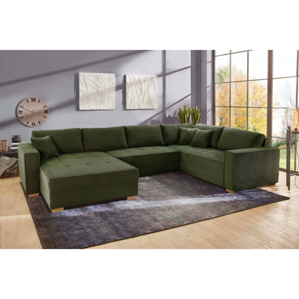 POCO Wohnlandschaft grün Microfaser B/H/T: ca. 379x86x227 cm