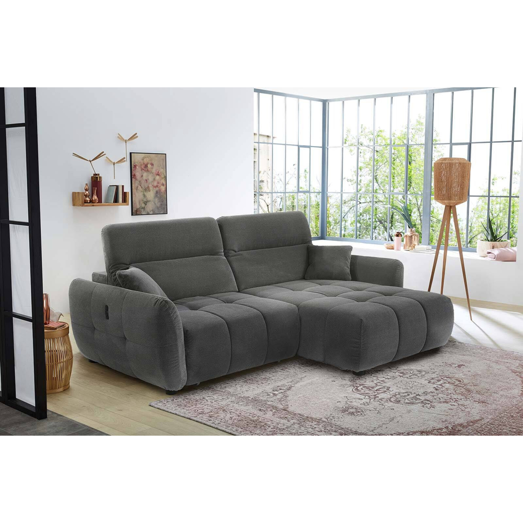 POCO Ecksofa mit elektrischer XXL Sitztiefenverstellung grau Kord B/H/T: ca. 260x106x191 cm