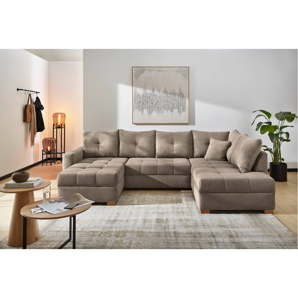 POCO Wohnlandschaft taupe Microfaser B/H/T: ca. 313x92x200 cm