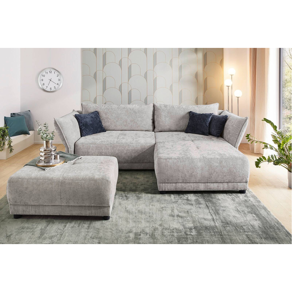 POCO Ecksofa hellgrau Webstoff B/H/T: ca. 279x89x187 cm