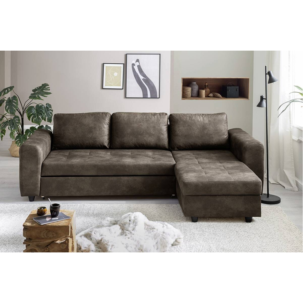 POCO Ecksofa mit Bettfunktion und Bettkasten dunkelbraun B/T: ca. 245x155 cm