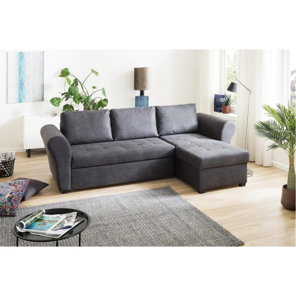 POCO Ecksofa mit Bettfunktion und Bettkasten anthrazit B/H/T: ca. 260x89x155 cm