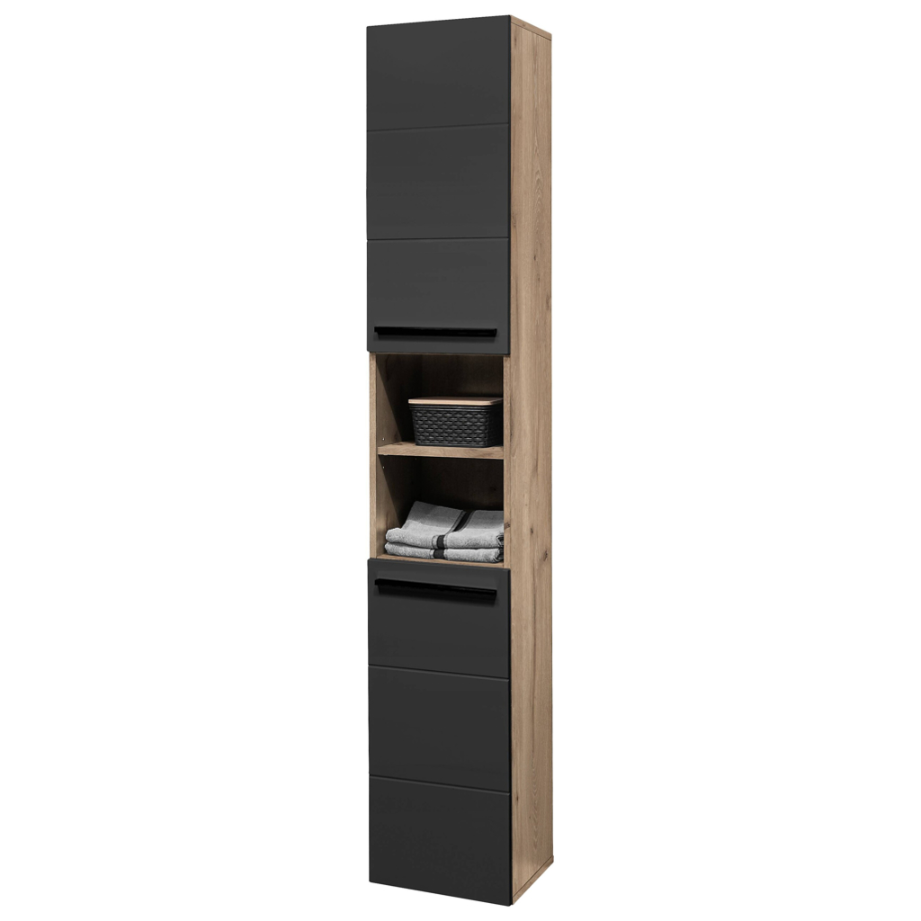 Hochschrank Vista
Oak Eiche Viking Nachbildung schwarz matt B/H/T: ca. 34x190x31 cm
