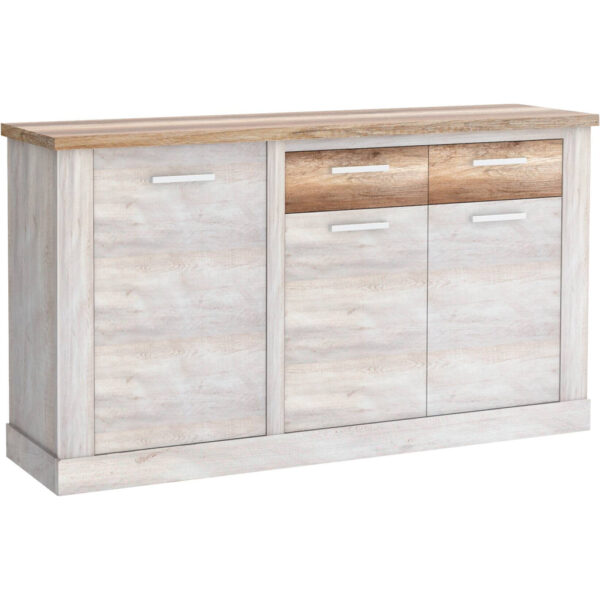 5904767100018 Sideboard
weiß Pinie Nachbildung Eiche Antik Nachbildung B/H/T: ca. 172x90x41 cm