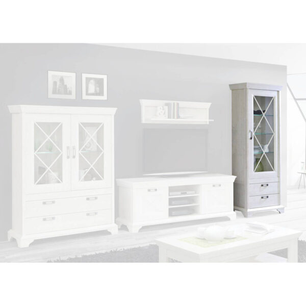Standvitrine weiß Pinie Nachbildung B/H/T: ca. 78x210x48 cm in Weiss