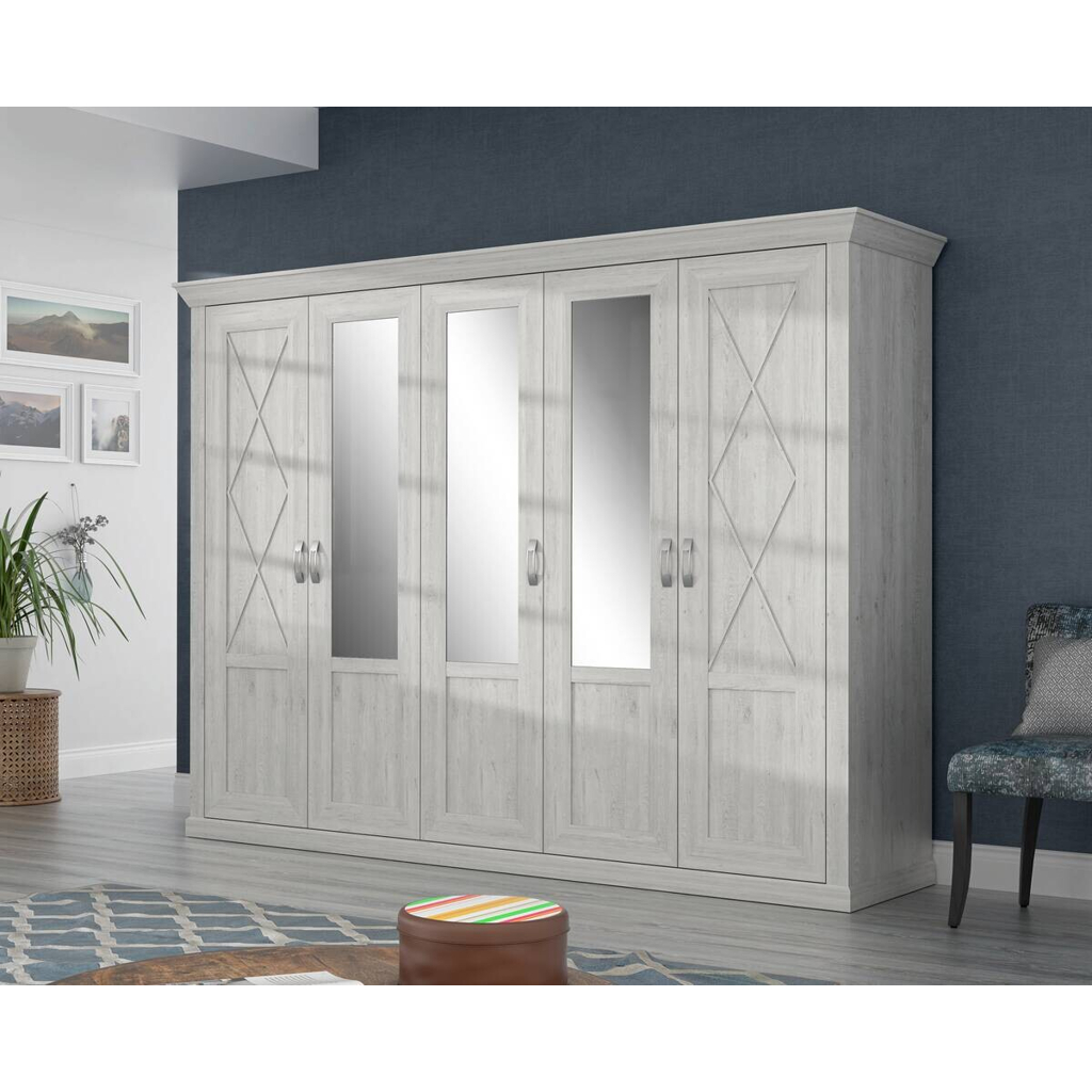 POCO Kleiderschrank weiß Pinie Nachbildung B/H/T: ca. 268,3x205,8x62,6 cm