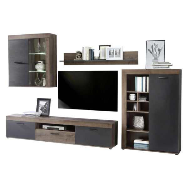Wohnwand 
Eiche Schlamm Nachbildung schwarz Eiche Nachbildung B/H/T: ca. 300x201x39 cm