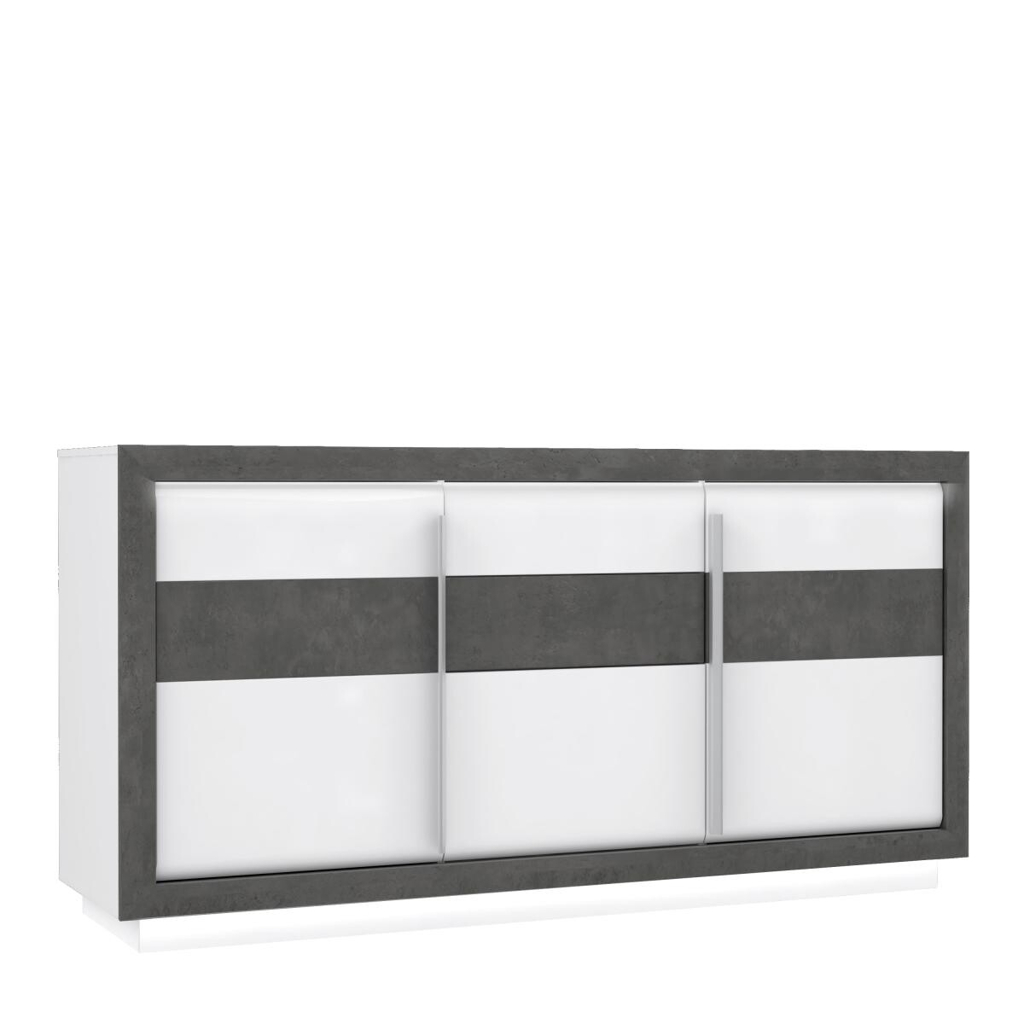 POCO Sideboard weiß Hochglanz Beton dunkel Optik B/H/T: ca. 193x98x53 cm