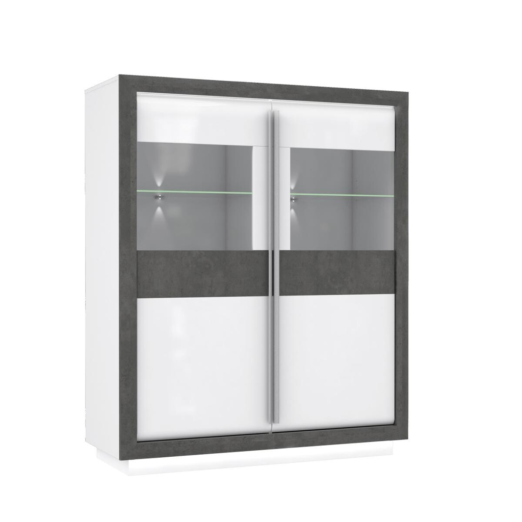 POCO Highboard weiß Hochglanz Beton dunkel Optik B/H/T: ca. 133x162x53 cm