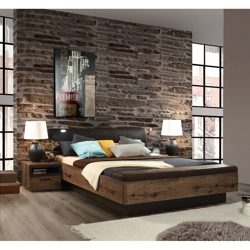 POCO Bett schlamm Eiche Nachbildung B/H/T: ca. 219,8x90x242,2 cm