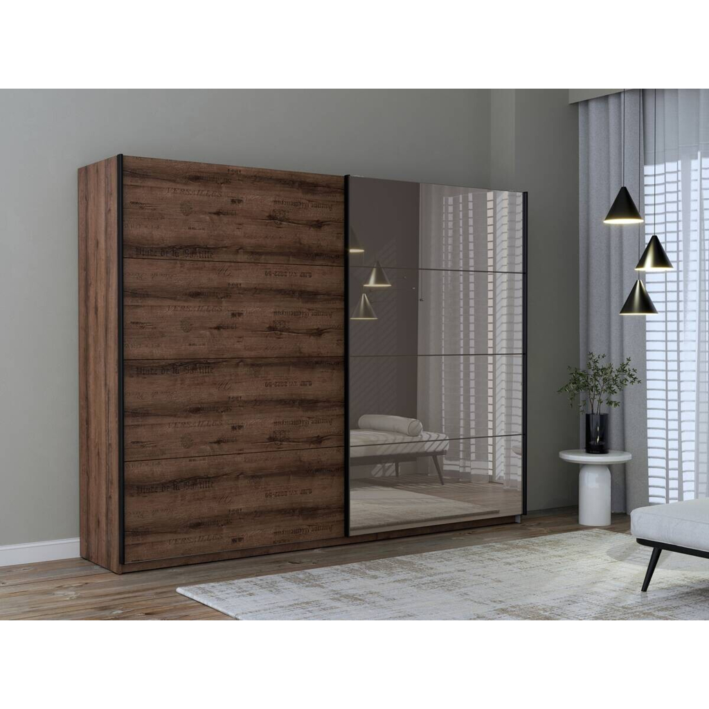 POCO Schwebetürenschrank schlamm Eiche Nachbildung B/H/T: ca. 269,9x209,7x61,2 cm