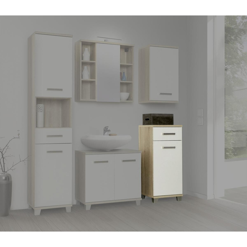 Badkommode 
Eiche Sonoma Nachbildung weiß B/H/T: ca. 40,2×90,8×34,8 cm