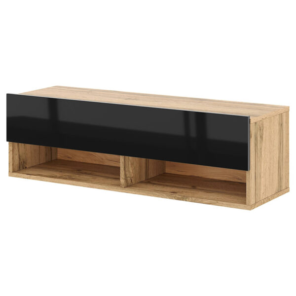 WIPMEB TV-Lowboard TV LOWBOARD DERBY 100 Eiche Wotan Nachbildung schwarz glänzend B/H/T: ca. 100x32,5x31,5 cm WIPMEB TV-Lowboard TV LOWBOARD DERBY 100 Eiche Wotan Nachbildung schwarz glänzend B/H/T: ca. 100x32,5x31,5 cm