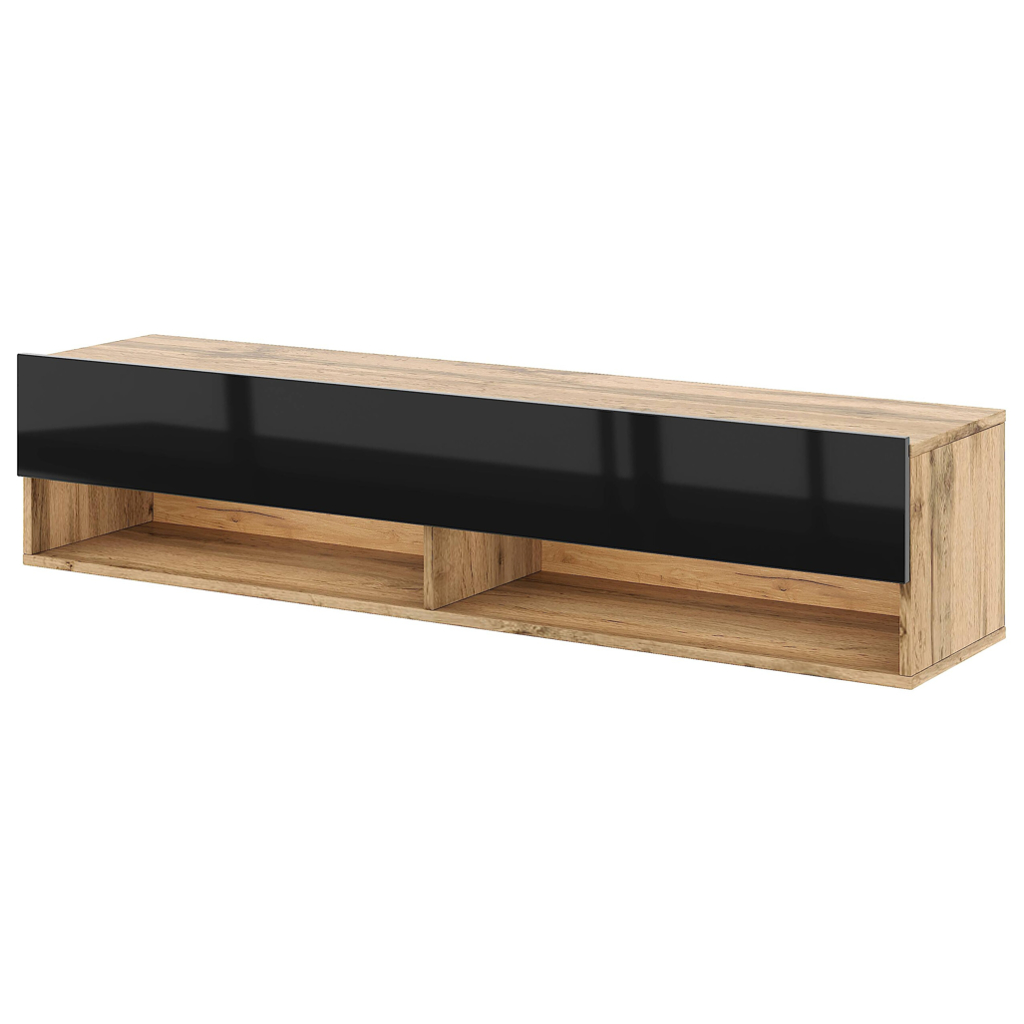WIPMEB TV-Lowboard TV LOWBOARD DERBY 140 Eiche Wotan Nachbildung schwarz glänzend B/H/T: ca. 140x32,5x31,5 cm