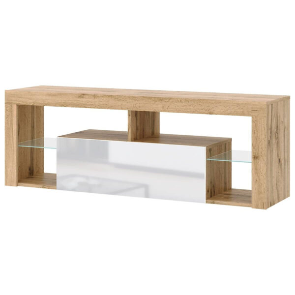 WIPMEB TV-Lowboard TV LOWBOARD Everest 140 Eiche Wotan Nachbildung weiß glänzend B/H/T: ca. 140x50x35 cm WIPMEB TV-Lowboard TV LOWBOARD Everest 140 Eiche Wotan Nachbildung weiß glänzend B/H/T: ca. 140x50x35 cm