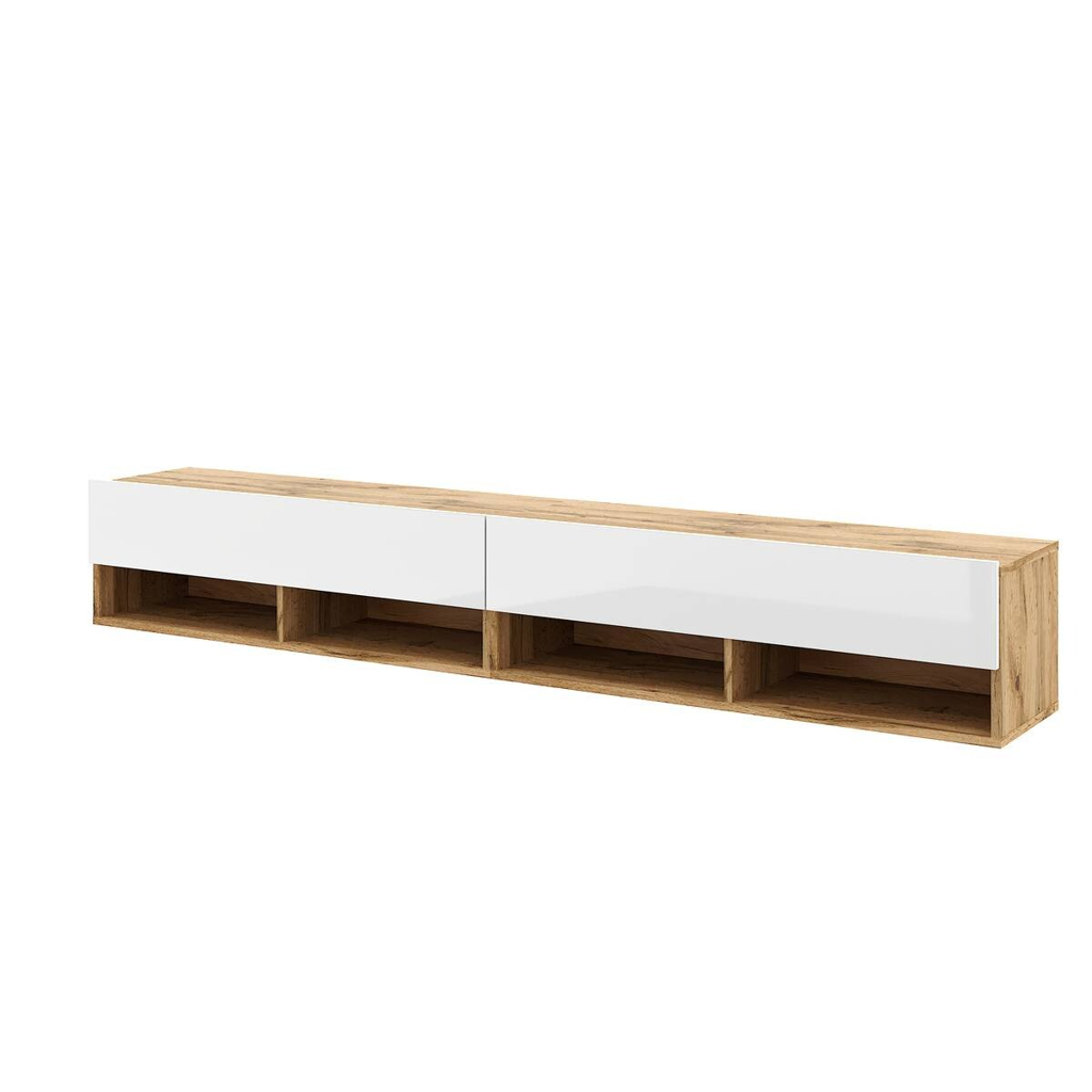 WIPMEB TV-Lowboard TV LOWBOARD DERBY 200 Eiche Wotan Nachbildung weiß glänzend B/H/T: ca. 200x32,5x31,5 cm