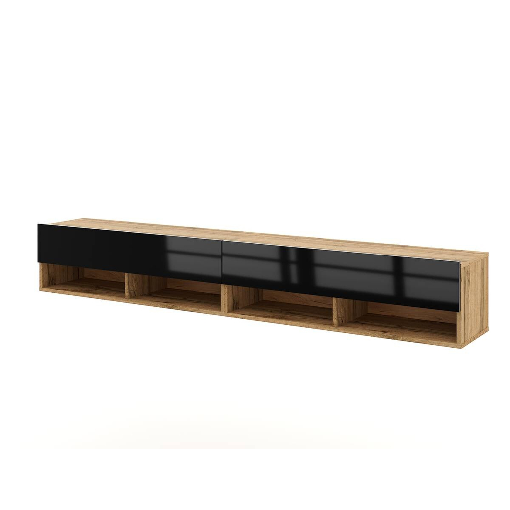 WIPMEB TV-Lowboard TV LOWBOARD DERBY 280 Eiche Wotan Nachbildung schwarz glänzend B/H/T: ca. 280x32,5x31,5 cm