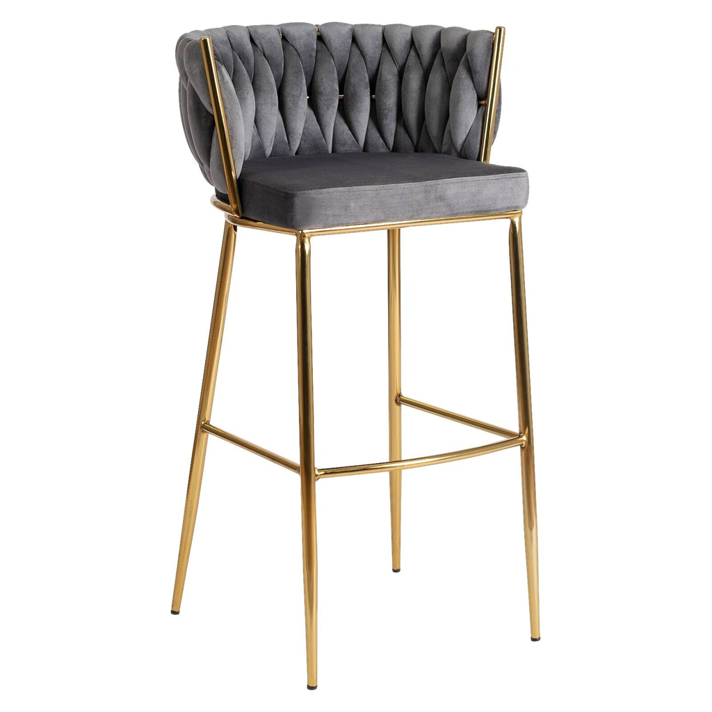 WIPMEB Barhocker FLORES grau Velourstoff B/H/T: ca. 60x104,5x56 cm