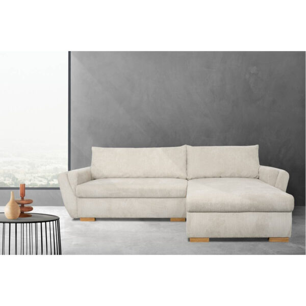 POCO Ecksofa mit Bettfunktion und Bettkasten beige Velourstoff B/H/T: ca. 229x86x167 cm POCO Ecksofa mit Bettfunktion und Bettkasten beige Velourstoff B/H/T: ca. 229x86x167 cm