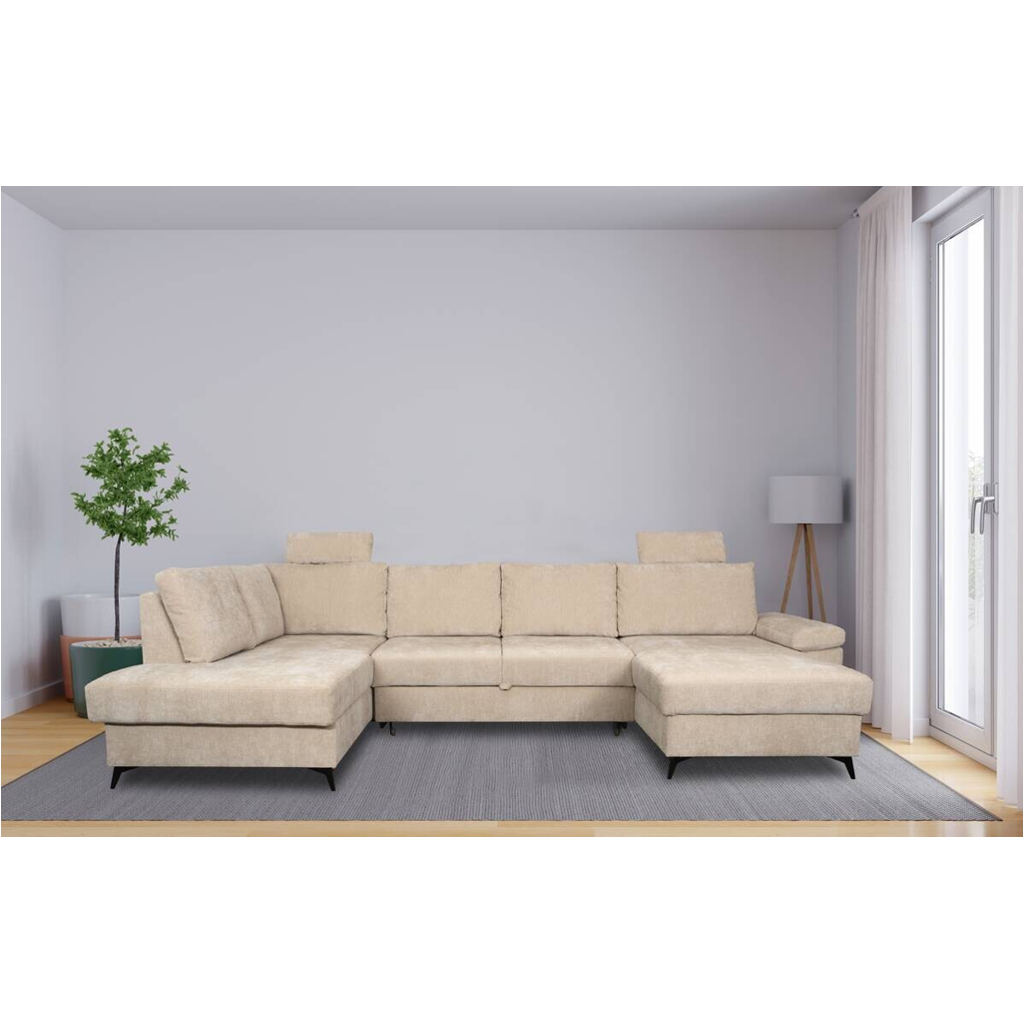 POCO Wohnlandschaft Sara U beige Microfaser B/H/T: ca. 333x87x189 cm